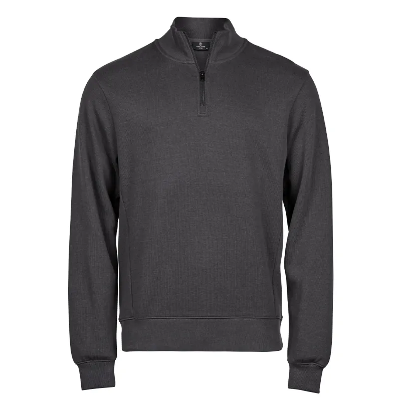 Ribbed interlock half zip