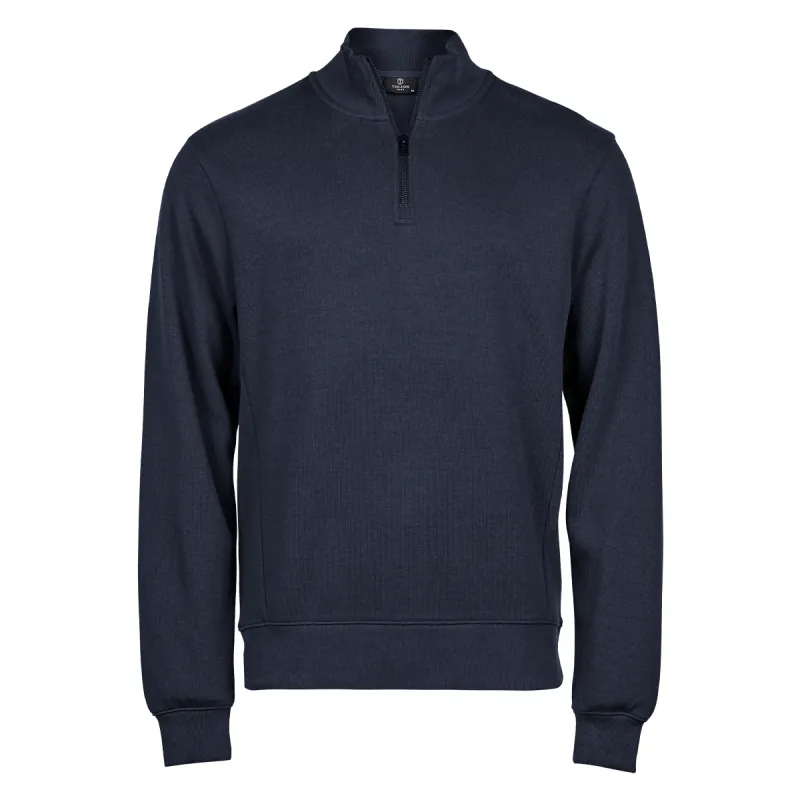 Ribbed interlock half zip